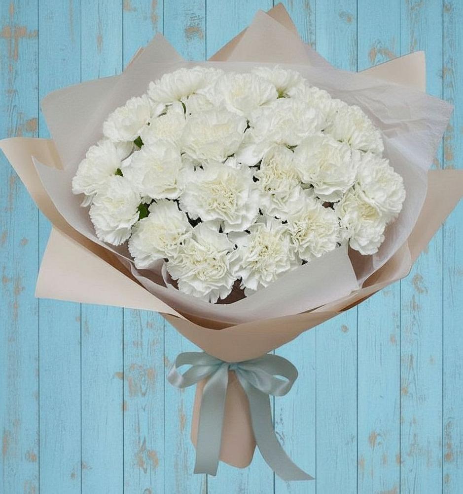 Букет Хрустальное утро в Вычегодском Букет цветов из: Гвоздики в Вычегодском