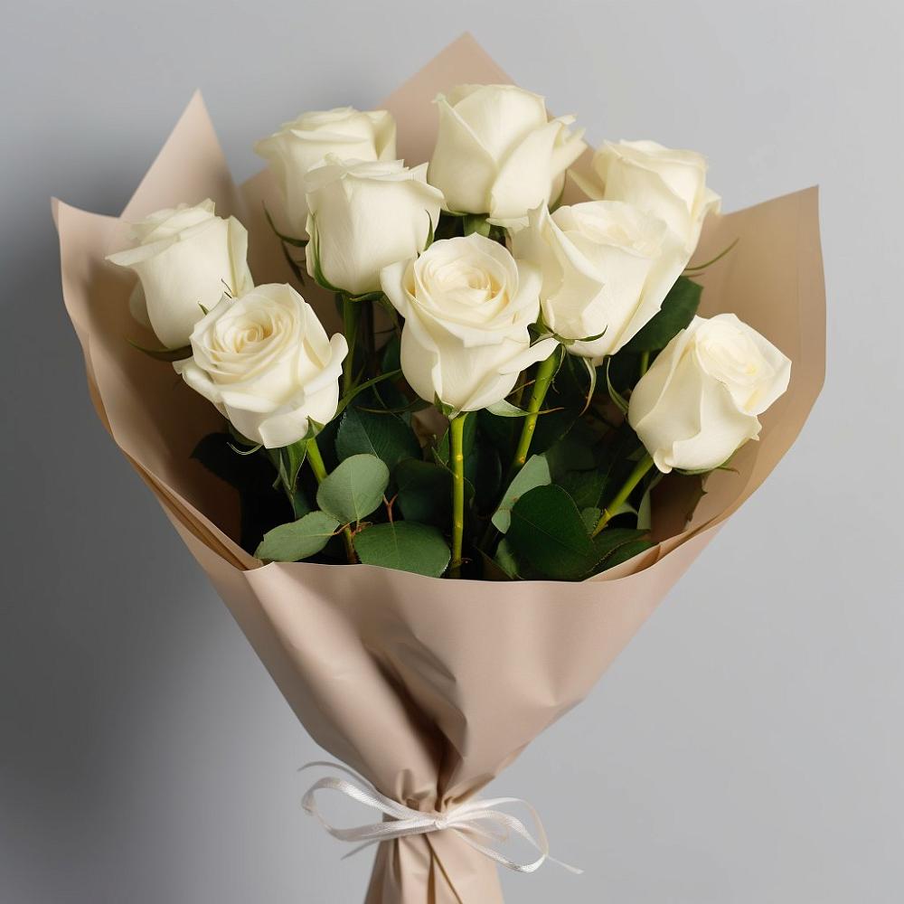 Букет 9 Белых роз Эдлесс Лав в Вычегодском