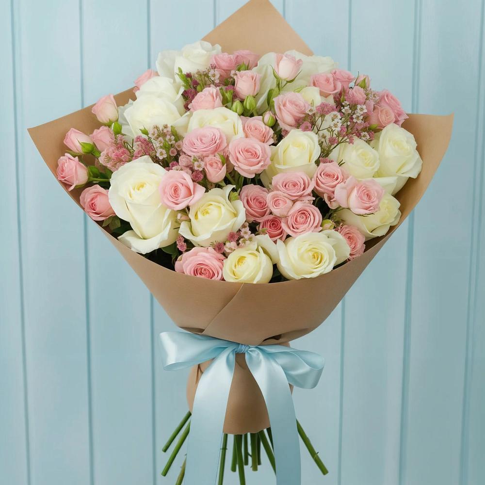 Букет романтичный подарок в Вычегодском Букет цветов из: Розы в Вычегодском