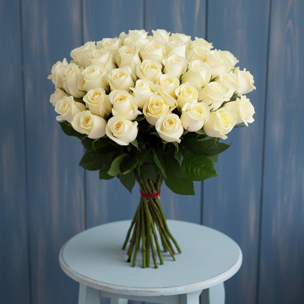 51 Белая роза Эдлесс Лав в Вычегодском Букет 51 Белая роза Эдлесс Лав в Вычегодском