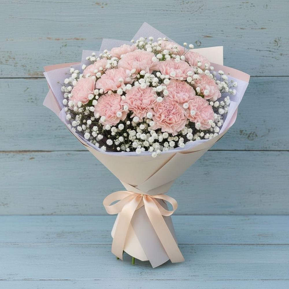 Букет Нежность рассвета в Вычегодском Букет цветов из: Гвоздики в Вычегодском