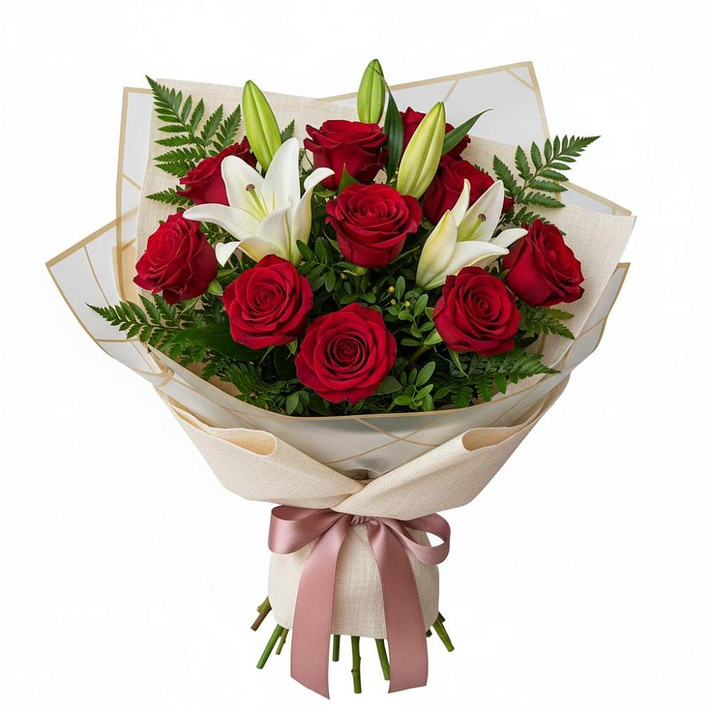 Букет цветов из: Лилии и Розы в Вычегодском