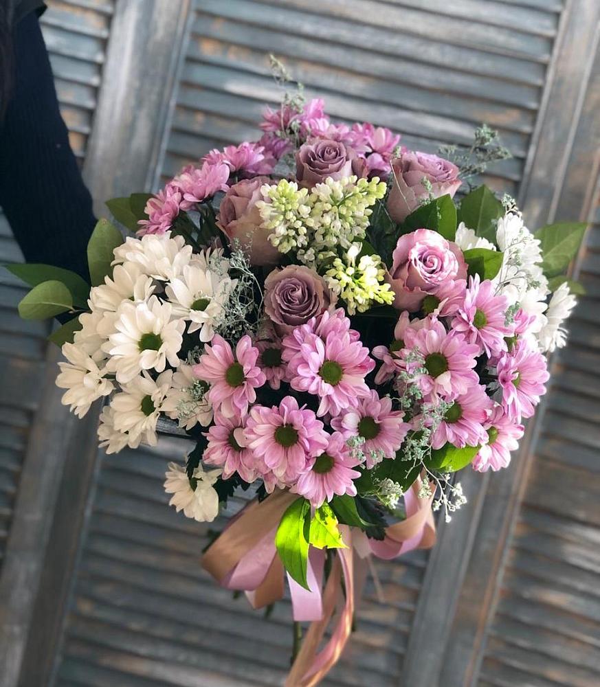 Букет Цветочный шарм в Вычегодском Букет цветов из: Хризантемы и Розы в Вычегодском