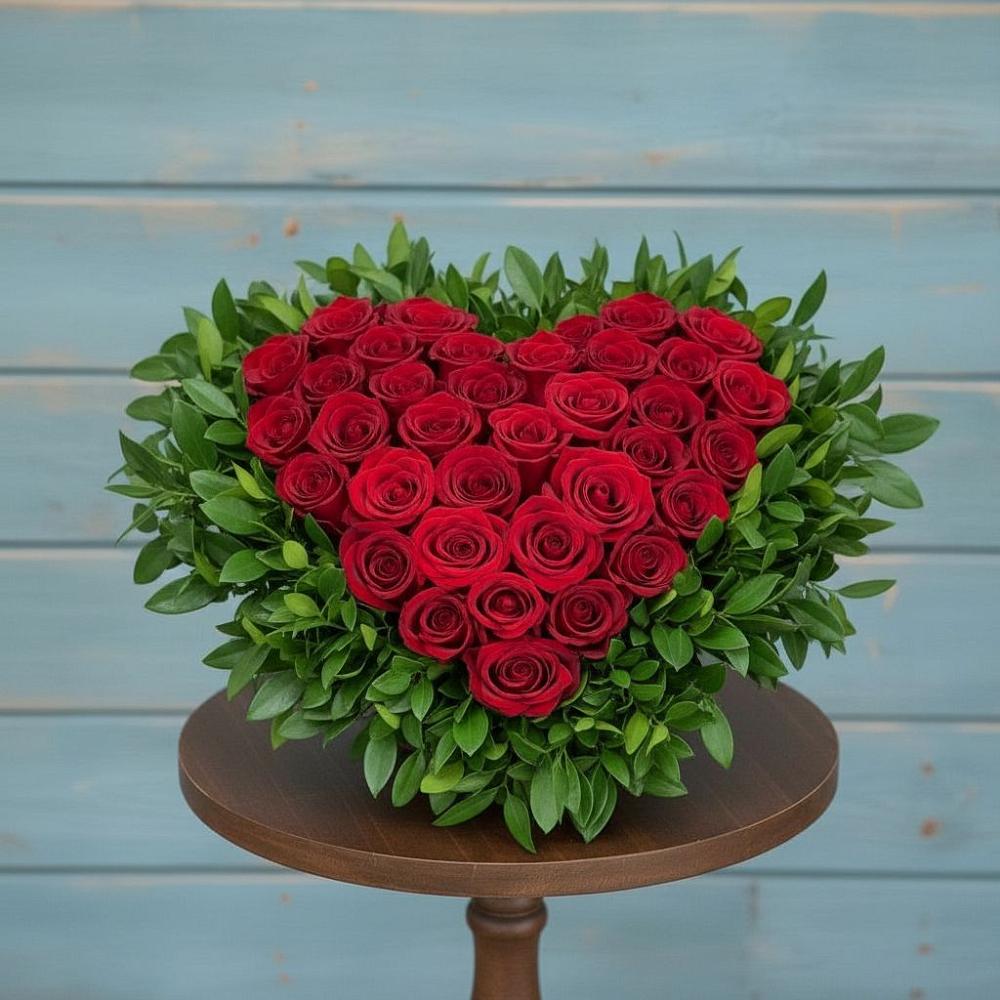 Цветочная композиция из Розы в виде сердца в Вычегодском