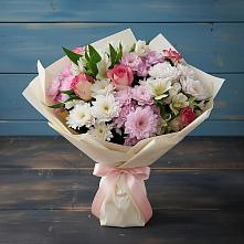 Букет цветов из:  Хризантемы, Альстромерии и Розы в Вычегодском