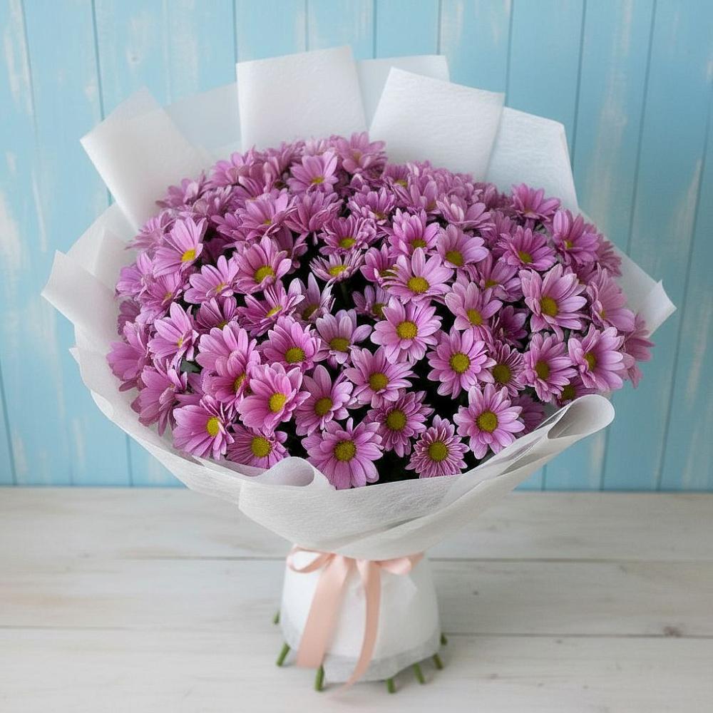Букет сиреневая охапка в Вычегодском Букет цветов из: Хризантемы в Вычегодском