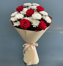 Букет романтическая гармония в Вычегодском Букет цветов из:  Розы и Хризантемы в Вычегодском