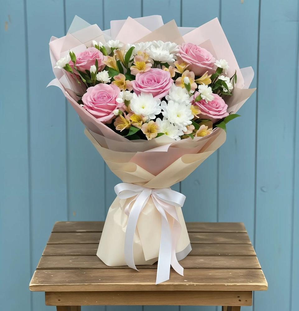 Букет французская меренга в Вычегодском Букет цветов из: Гвоздики, Орхидеи и Розы в Вычегодском